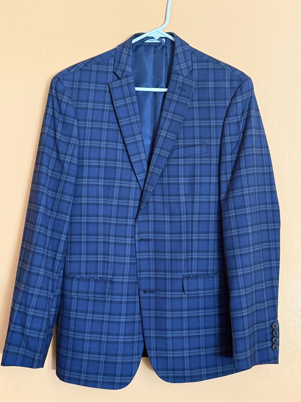 Bar III Men's Blue Plaid Sport Coat Blazer